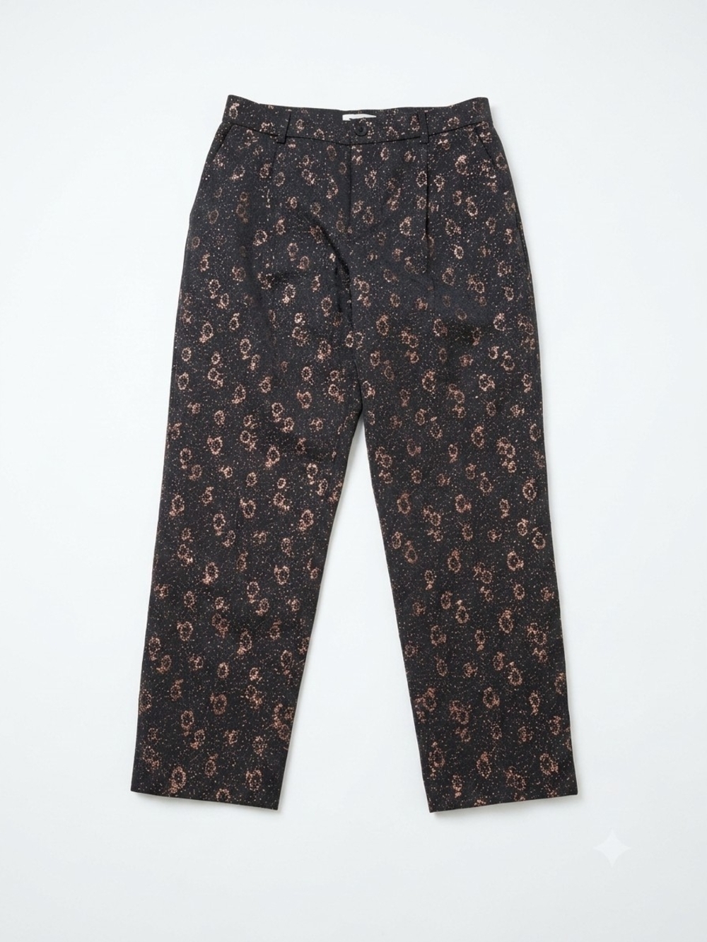 ​NWT COACH Metallic Floral Cropped Tailored Pants Black Jacquard Trousers Size 4